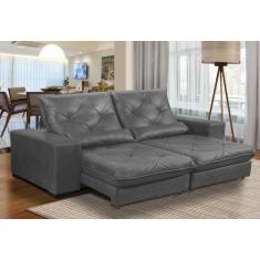 Imagem de Sofá Isis Retrátil Reclinável 2,50M Nobuck Com Molas Ensacadas - Sofá