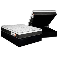 Imagem de Cama Box Baú Queen: Colchão Anatômico Plumatex Falcon Ultra Firme + Base crc Suede Black (158x198)