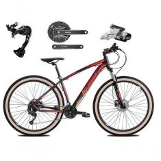Imagem de Bicicleta Aro 29 Ksw Xlt Alívio E Altus 27v Freio Hidráulico Garfo Trava Pneu Faixa - Preto-vermelho-laranja Tam.17