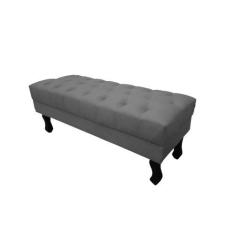 Imagem de Recamier Baú Luis Xv Capitonê Retrô 120 Cm Suede Cinza Ms Decor - Mans