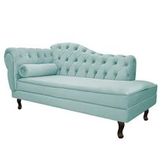 Imagem de Diva Recamier Juliana 130cm Lado Direito Suede Azul Tiffany - Amarena Móveis