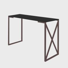 Imagem de Mesa Escrivaninha 90cm Bex Home Office Industrial Consultório Ferro Marrom mdf Preto - Ahz Móveis