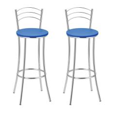 Imagem de Kit 2 Banquetas Bc26-a A103 Cromada/Azul