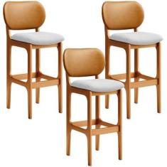 Imagem de Kit 3 Banquetas Alta Bar Cozinha Jantar Betta L02 Imbuia Material Sint