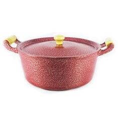 Imagem de Caçarola Panela Reta Craqueada De Alumínio Alça Madeira 20cm