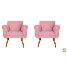 Jogo 2 Poltronas Decorativa Em Capitonê Para Sala de Espera Aurora Suede  Pink DL Decor em Promoção é no Buscapé