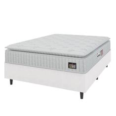 Imagem de Cama Box Colchão Casal Espuma D33 Vangogh Pillow Top 138x188x67cm Linho Branco Hellen - Suporta até 120kg por Pessoa
