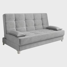 Imagem de Sofá Cama Equador 193 cm Encosto Reclinável Veludo Cinza Pés Plástico Cromado - D'Rossi