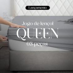 Imagem de Jogo De Lençol Cama Queen Box 3 Peças Liso 1,98M X 1,58M X 30cm - Dive