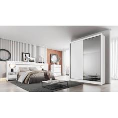 Imagem de Guarda Roupa Solteiro Com Espelho Mdf 3 Gavetas - Virtus -Branco - Móv