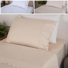 Imagem de Jogo de Cama Lençol Solteiro Micro Percal 300 fios com 3 Peças Premium- BF Colchões