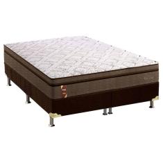 Imagem de  Cama Box King: Colchão Espuma Probel Visco Gel New Visco Guarda Costas + Base CRC Suede Brown(193x203)