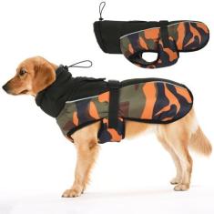 Imagem de IDOMIK Casaco de inverno para cães, jaqueta refletiva à prova d'água para clima frio, casacos quentes para cães pequenos, médios e grandes, jaqueta de neve de lã para cães de gola alta, colete de