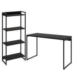 Imagem de Kit Escritório Estante Areta Com Mesa Aspen 120Cm Onix