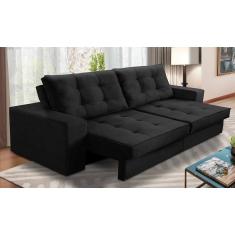 Imagem de Sofá Retrátil e Reclinável 3 lugares 2,30m com Molas Marcela Suede Preto Adonai Estofados