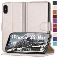 Imagem de RingPi Capa de celular para iPhone Xs Max de 6,5 polegadas [couro com bloqueio de RFID], [3 compartimentos para cartão de crédito] capa flip folio book à prova de choque, capas com suporte, mulheres e