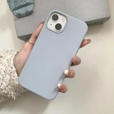 Imagem de Capa de telefone de silicone líquido roxo escuro para iPhone 15 Pro Max 14 13 12 11 Pro Max XR XS X 15ProMax Capa protetora completa, cinza azul, para iPhone 13 Pro