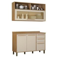Imagem de Cozinha Compacta 1 Aéreo e 1 Balcão Salvador Cinamomo/Off White - Vald