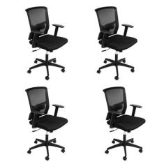 Imagem de Kit 4 Cadeiras para Escritório Diretor com Nr17 Tóquio 3329 Preto Preto Preto