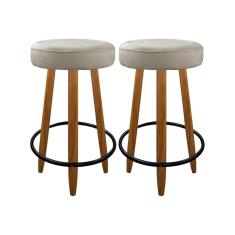 Imagem de Kit 2 Banqueta Alta Industrial 60 cm Cozinha Bar Balcão Bege