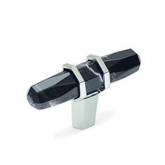 Imagem de Amerock BP36647MBKPN Puxador de armário Carnie, 64 mm de comprimento, mármore preto/níquel polido