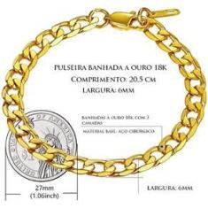 Imagem de Pulseira Masculina Homem 6mm Banhada OURO 950 Barata