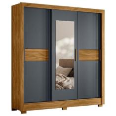 Imagem de Guarda Roupa com Espelho Rodes Freijó Cinza - CasaH