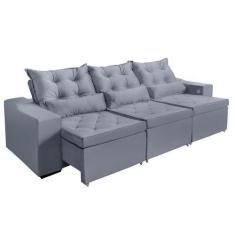 Imagem de Sofá  3 Lugares Opala 2,10 Metros Cinza Retrátil Reclinável Tecnologia