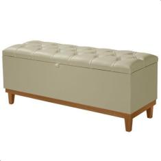 Imagem de Recamier Baú Dubai material sintético Bege Casal 1,30m Estofado Base M