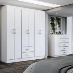 Imagem de Guarda-Roupa Casal Emily 6 Portas 2 Gavetas com Cômoda 1 Porta 5 Gavet