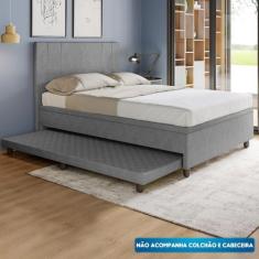 Imagem de Base Box Casal Com Cama Auxiliar Com Colchão Conjugado Veludo - Skybox
