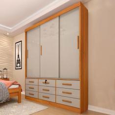 Imagem de Guarda-Roupa Chicago 3 Portas 9 Gavetas Cinamomo/Off White - Tcil Móve