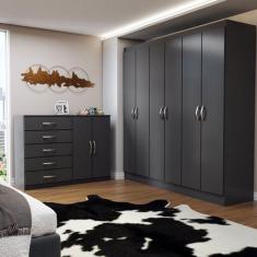 Imagem de Guarda-Roupa Luna 6 Portas 2 Gavetas com Cômoda 2 Portas 5 Gavetas Pre
