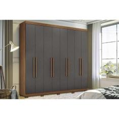 Imagem de Guarda Roupa 8 Portas e 4 Gavetas c/ Pés Master New 8.4 Jatobá/Grafite - Santos Andirá