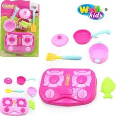 Imagem de Kit Cozinha Infantil Com Fogão E Acessórios 9 Peças Brinquedo - Arkbra