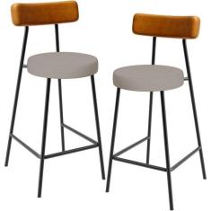 Imagem de Kit 02 Banquetas Baixa Bar Cozinha Sala Jantar Milão L02 material sint