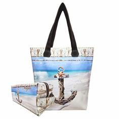 Imagem de Bolsa Feminina com Necessaire Âncora Azul, Magicc Bolsas