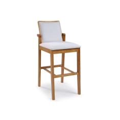 Imagem de Banqueta Cappuccino Com Assento E Encosto Estofada Revestida Com Tecido Linho