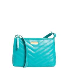 Imagem de Bolsa Tiracolo Leopoldine Verde em Couro Legítimo com Textura Matelassê-Feminino