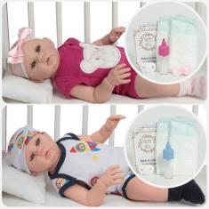 Imagem de Bebê Reborn Gêmeos Casal Abigail Carequinha Com Itens - Cegonha Reborn