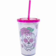 Imagem de Copo Canudo Prata Caveira 450Ml - Projeto Kiwi