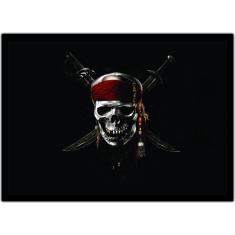 Imagem de Quadro Decorativo Caveira Pirata Cinema Filmes Com Moldura