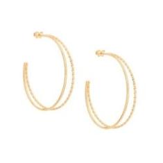 Imagem de Brinco Rommanel Banhado A Ouro 18k Meia Argola Dupla Com Aro Liso E Trabalhado 526452