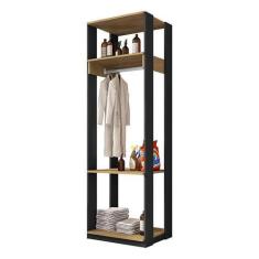 Imagem de Guarda Roupa Modulado Titan com Prateleiras Preto Freijó - Móveis Leão