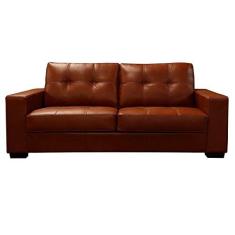 Imagem de Sofá de Couro 3 Lugares Londres 206cm M06 Cor Conhaque com Brilho 457 - Amarena Móveis