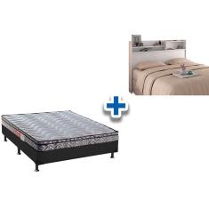 Imagem de Cama Box Casal Crc + Colchão D28 Conforto Firme + Cabeceira Roma Branco