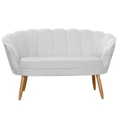 Imagem de Namoradeira Estofada 2 Lugares Para Sala Comercial Pétala Suede Branco - LM DECOR
