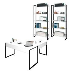 Imagem de Conjunto Escritório 3 Peças 1 Mesa Em L E 2 Estantes Studio Industrial