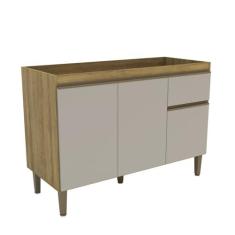 Imagem de Armário Balcão de Cozinha 120cm com 3 Portas e 1 Gaveta 2405 Mel/Arenas