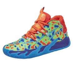 Imagem de didopery Tênis masculino de basquete com cadarço e cano alto, estilo chinês, respirável, antiderrapante, para atividades ao ar livre, amortecimento para treinamento físico, atlético, Vermelho, 36